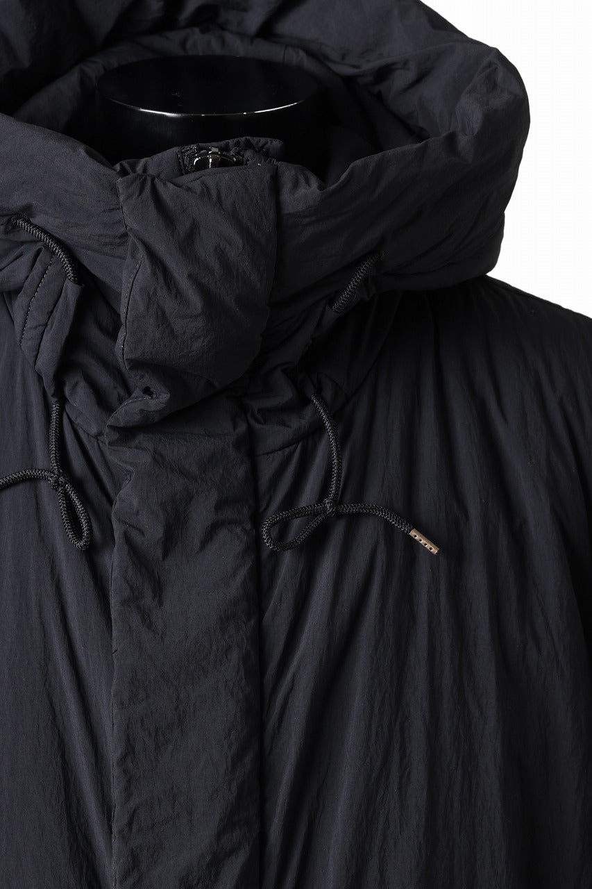 Ten c PADDED PARKA COAT / GARMENT DYED NYLON TACTEL (BLACK)