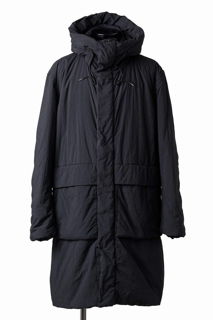 Ten c PADDED PARKA COAT / GARMENT DYED NYLON TACTEL (BLACK)