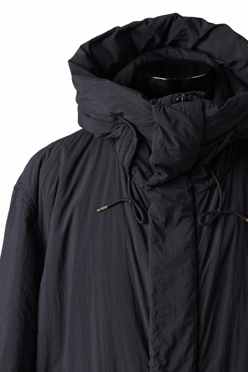 Ten c PADDED PARKA COAT / GARMENT DYED NYLON TACTEL (BLACK)