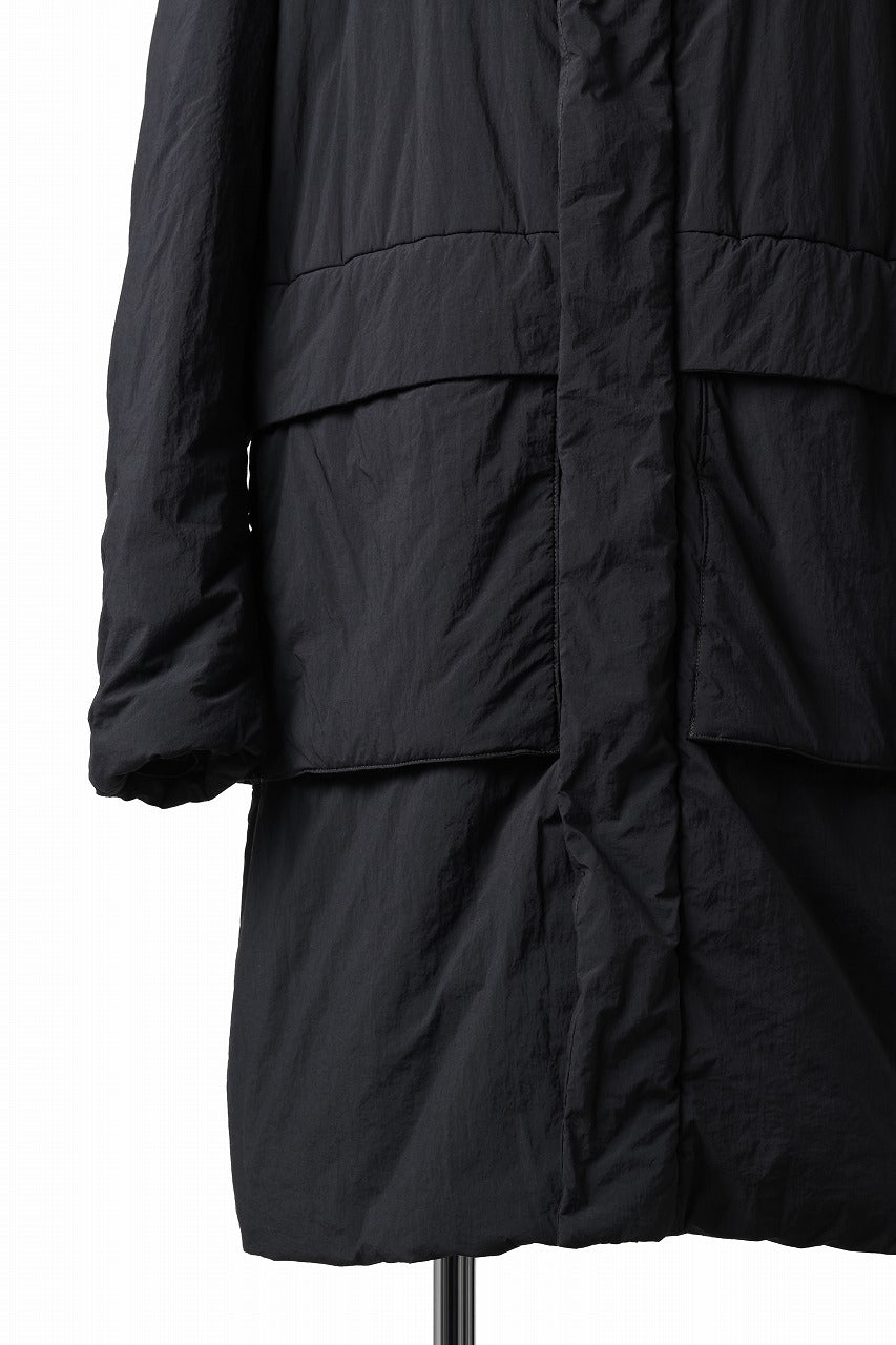 Ten c PADDED PARKA COAT / GARMENT DYED NYLON TACTEL (BLACK)