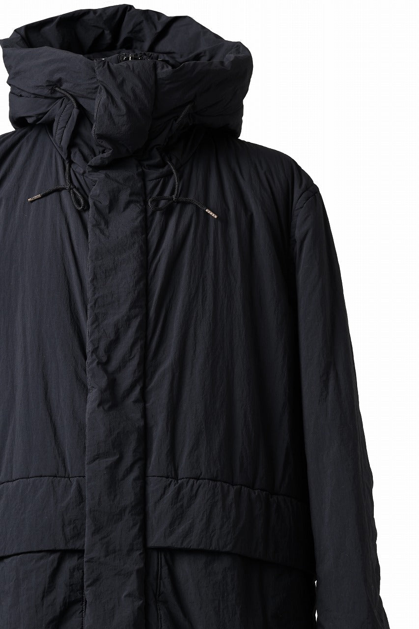 Ten c PADDED PARKA COAT / GARMENT DYED NYLON TACTEL (BLACK)