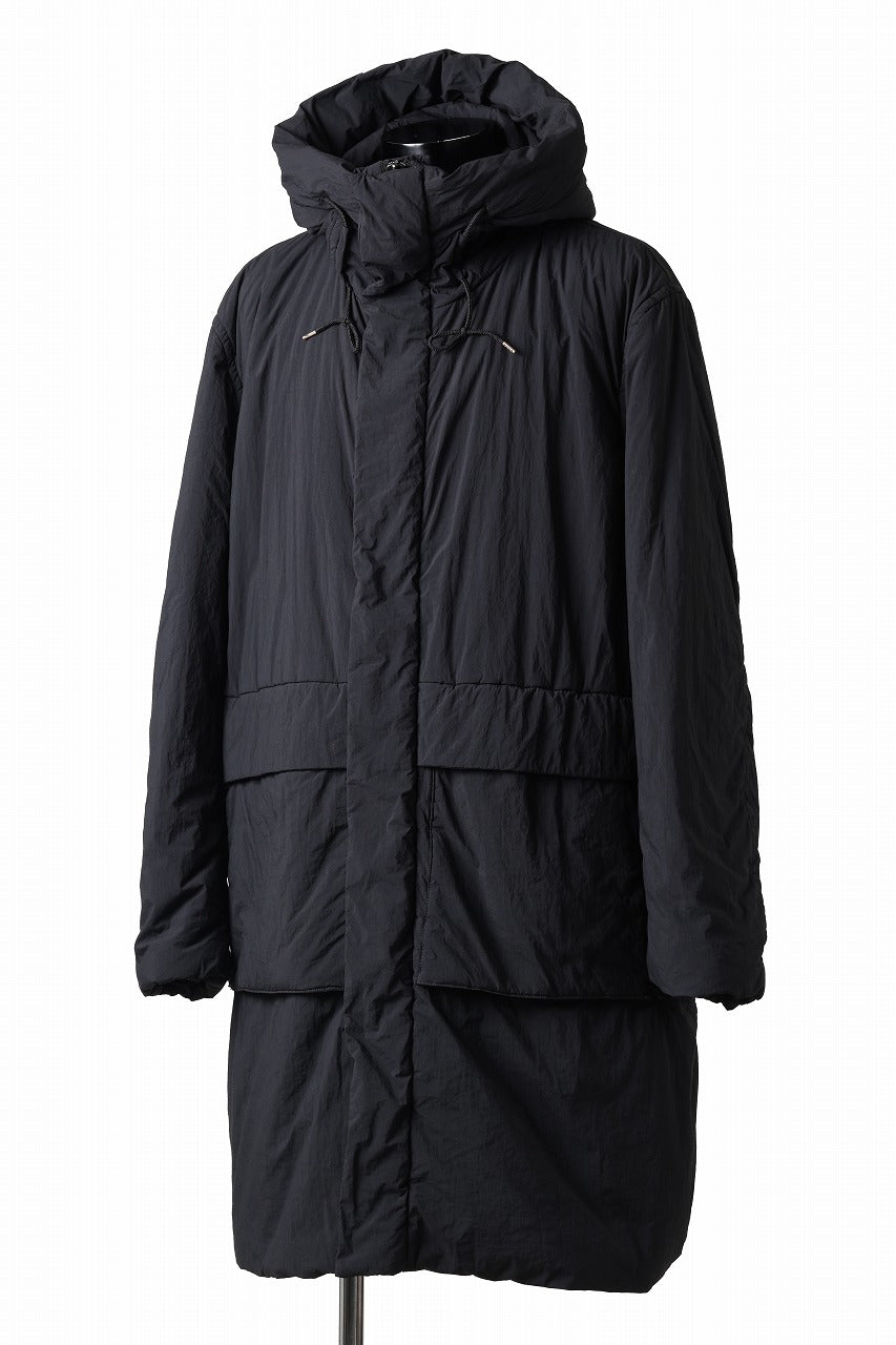 Ten c PADDED PARKA COAT / GARMENT DYED NYLON TACTEL (BLACK)