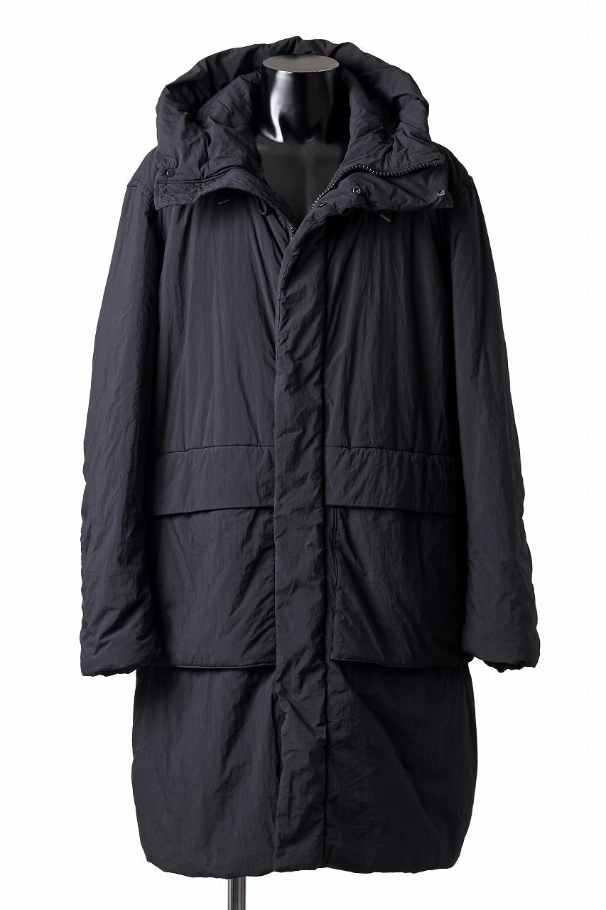 Ten c PADDED PARKA COAT / GARMENT DYED NYLON TACTEL (BLACK)