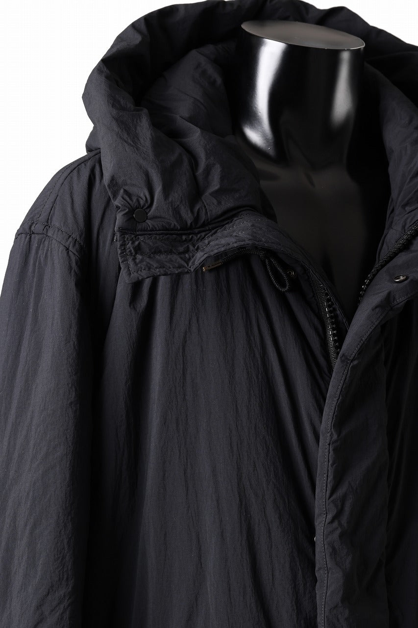 Ten c PADDED PARKA COAT / GARMENT DYED NYLON TACTEL (BLACK)