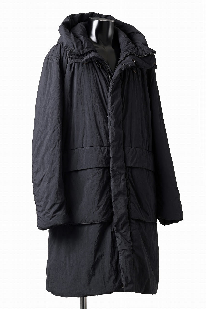 Ten c PADDED PARKA COAT / GARMENT DYED NYLON TACTEL (BLACK)