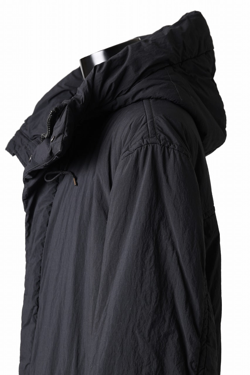 Ten c PADDED PARKA COAT / GARMENT DYED NYLON TACTEL (BLACK)