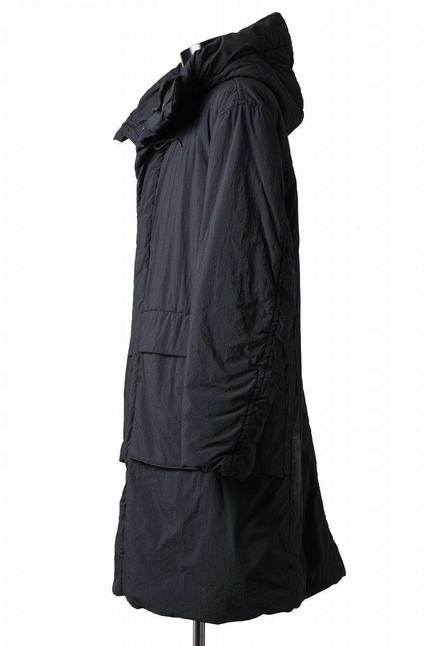 Ten c PADDED PARKA COAT / GARMENT DYED NYLON TACTEL (BLACK)