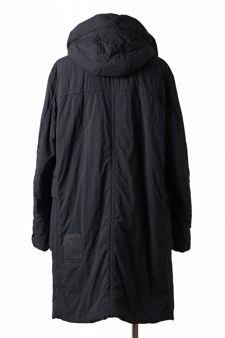 Ten c PADDED PARKA COAT / GARMENT DYED NYLON TACTEL (BLACK)