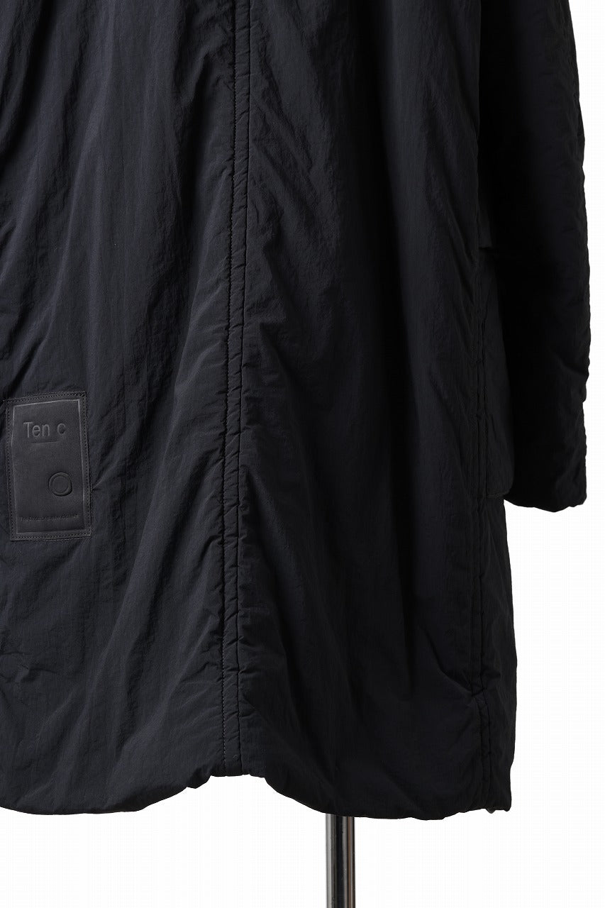 Ten c PADDED PARKA COAT / GARMENT DYED NYLON TACTEL (BLACK)