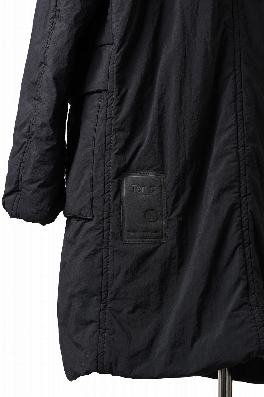 Ten c PADDED PARKA COAT / GARMENT DYED NYLON TACTEL (BLACK)