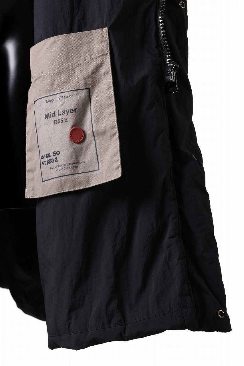 Ten c PADDED PARKA COAT / GARMENT DYED NYLON TACTEL (BLACK)