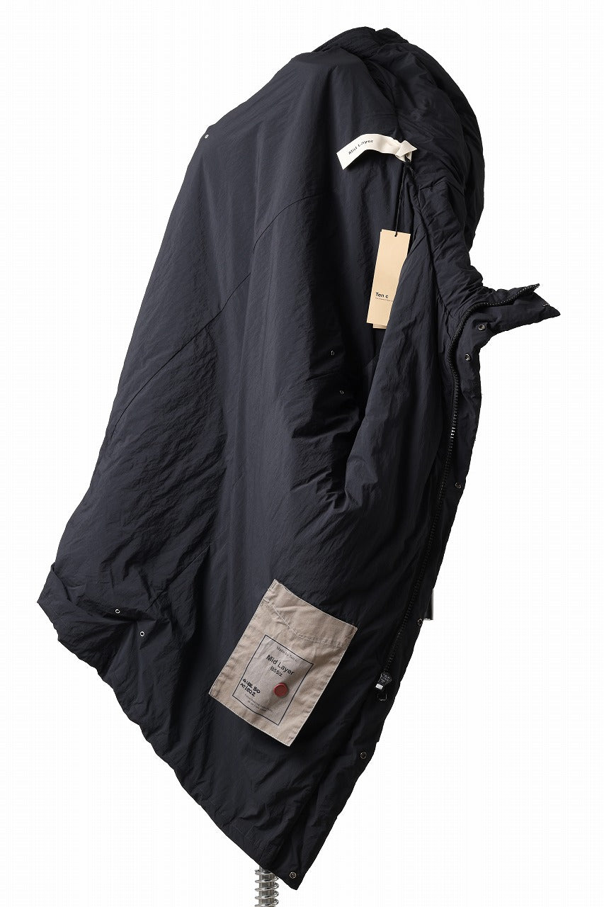 Ten c PADDED PARKA COAT / GARMENT DYED NYLON TACTEL (BLACK)