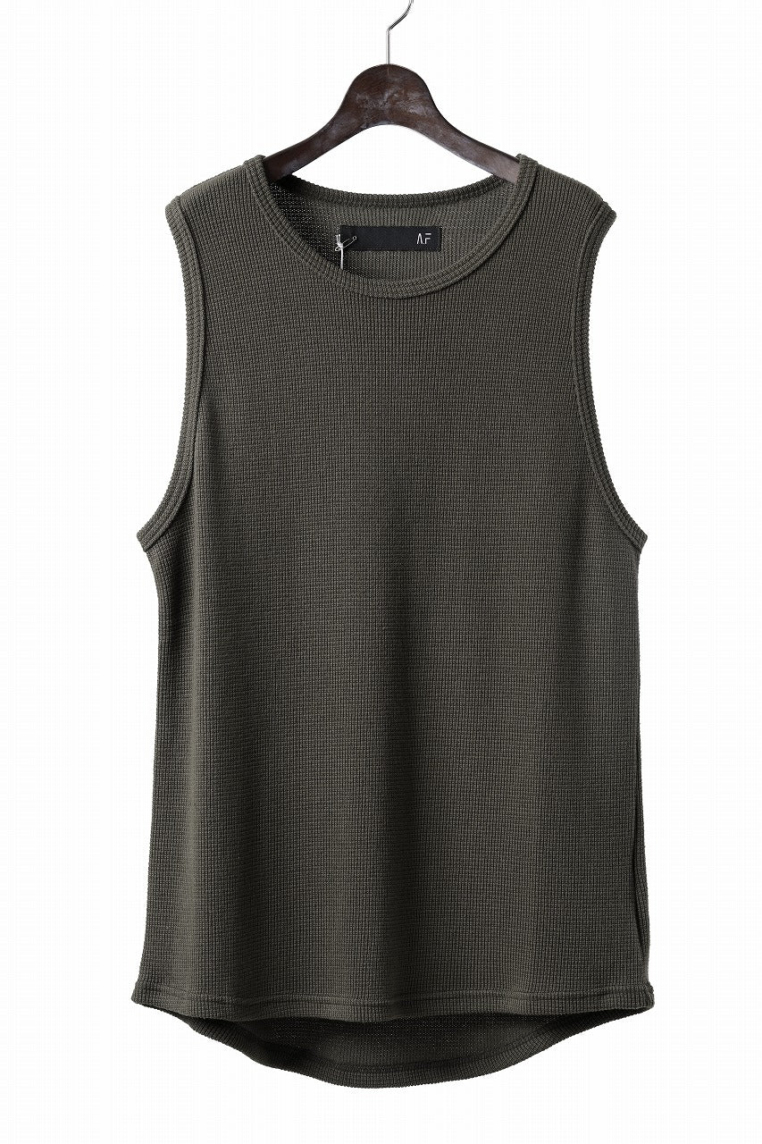 A.F ARTEFACT MIDDLE LENGTH SLEEVELESS TOP / RIB KNIT JERSEY (OLIVE)