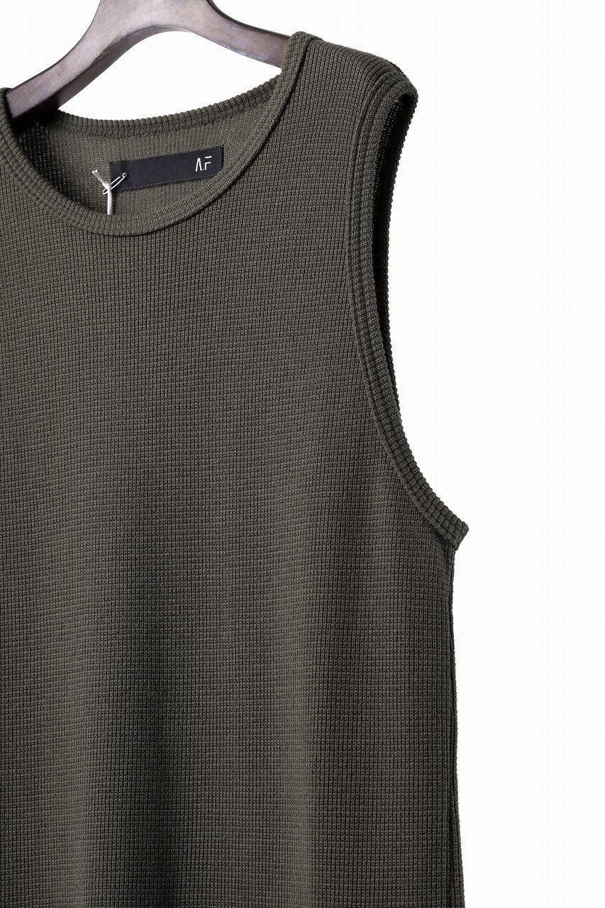 A.F ARTEFACT MIDDLE LENGTH TANK TOP / RIB KNIT JERSEY (OLIVE)