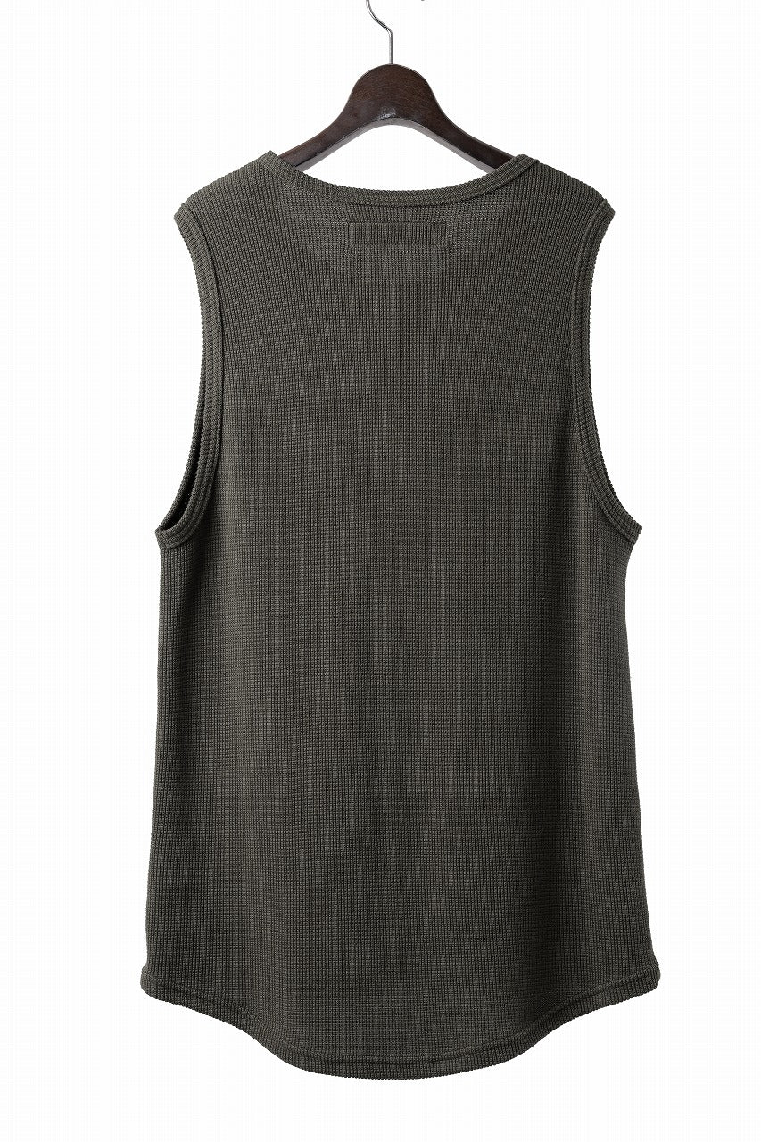 A.F ARTEFACT MIDDLE LENGTH SLEEVELESS TOP / RIB KNIT JERSEY (OLIVE)