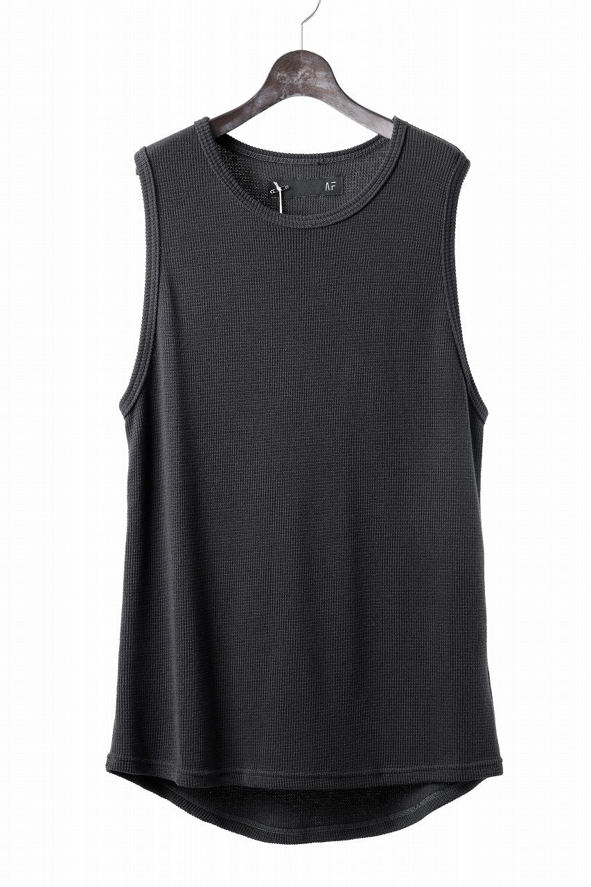 A.F ARTEFACT MIDDLE LENGTH SLEEVELESS TOP / RIB KNIT JERSEY (D.GREY)