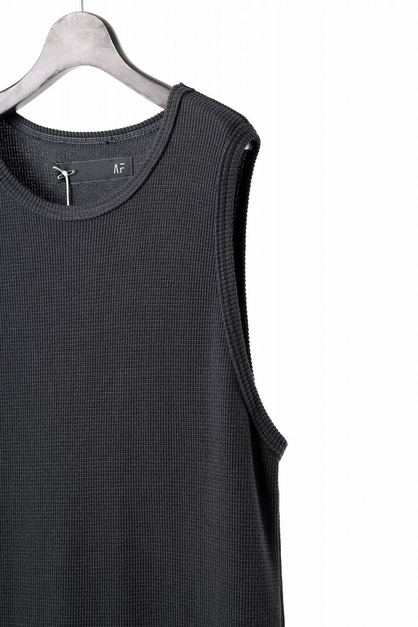 A.F ARTEFACT MIDDLE LENGTH SLEEVELESS TOP / RIB KNIT JERSEY (D.GREY)