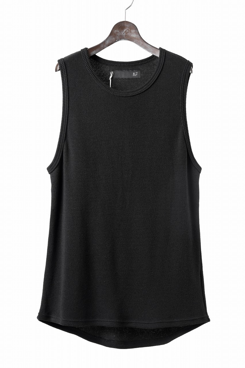 A.F ARTEFACT MIDDLE LENGTH SLEEVELESS TOP / RIB KNIT JERSEY (BLACK)