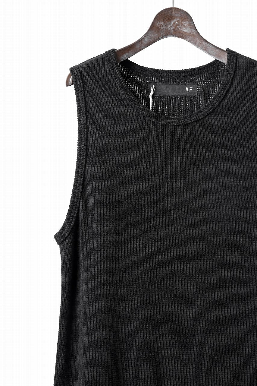 A.F ARTEFACT MIDDLE LENGTH SLEEVELESS TOP / RIB KNIT JERSEY (BLACK)