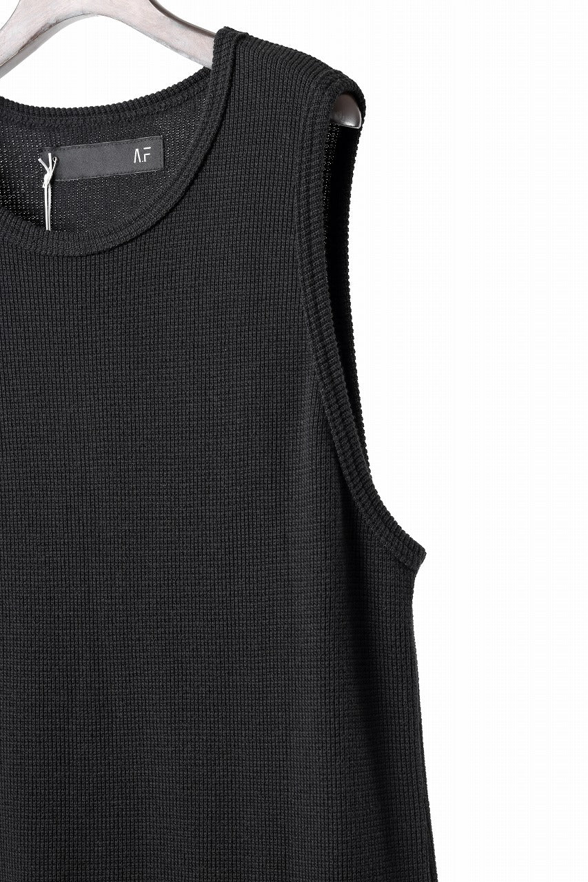 A.F ARTEFACT MIDDLE LENGTH SLEEVELESS TOP / RIB KNIT JERSEY (BLACK)