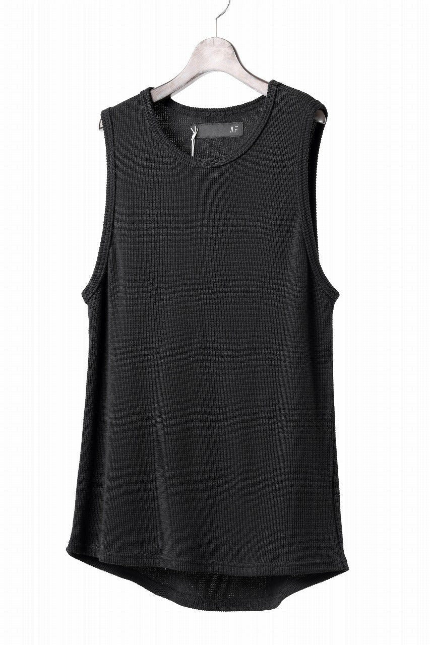 A.F ARTEFACT MIDDLE LENGTH SLEEVELESS TOP / RIB KNIT JERSEY (BLACK)