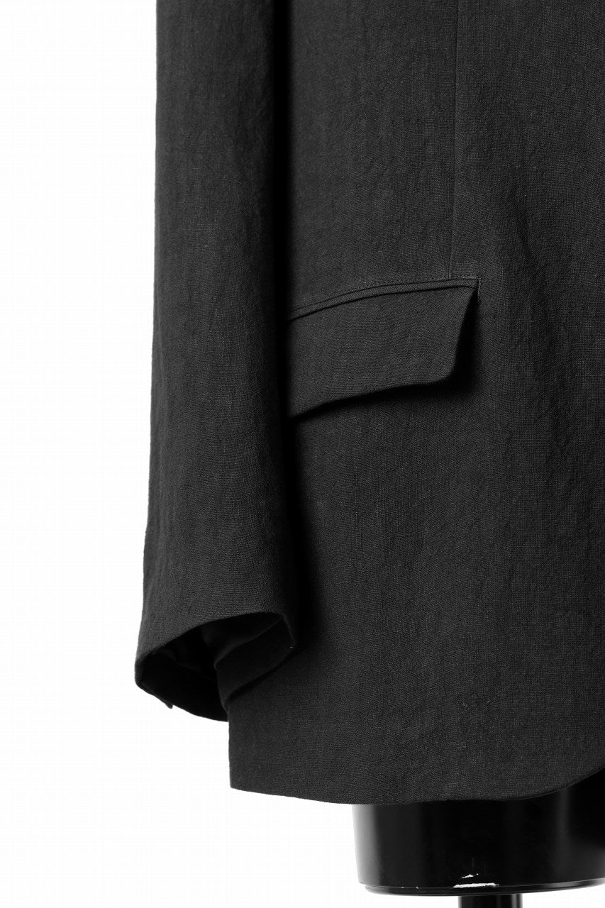 Load image into Gallery viewer, Y&#39;s for men 3 BUTTONS JACKET WITH DECORATIVE CLOTH / 40 LINEN (BLACK)