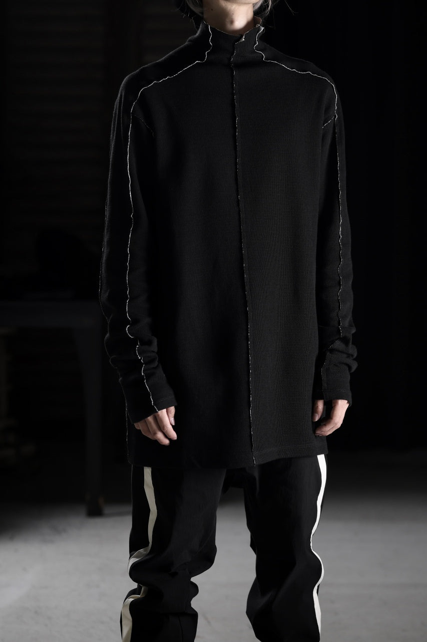 thom/krom BOTTLE NECK L/S TOPS / DOUBLE FACE JERSEY (BLACK / WHITE)