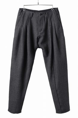 incarnation 2 TUCK WIDE TAPERED PANTS BP-1 / MICROSCOPIC CHECK WOOL (BLACK)