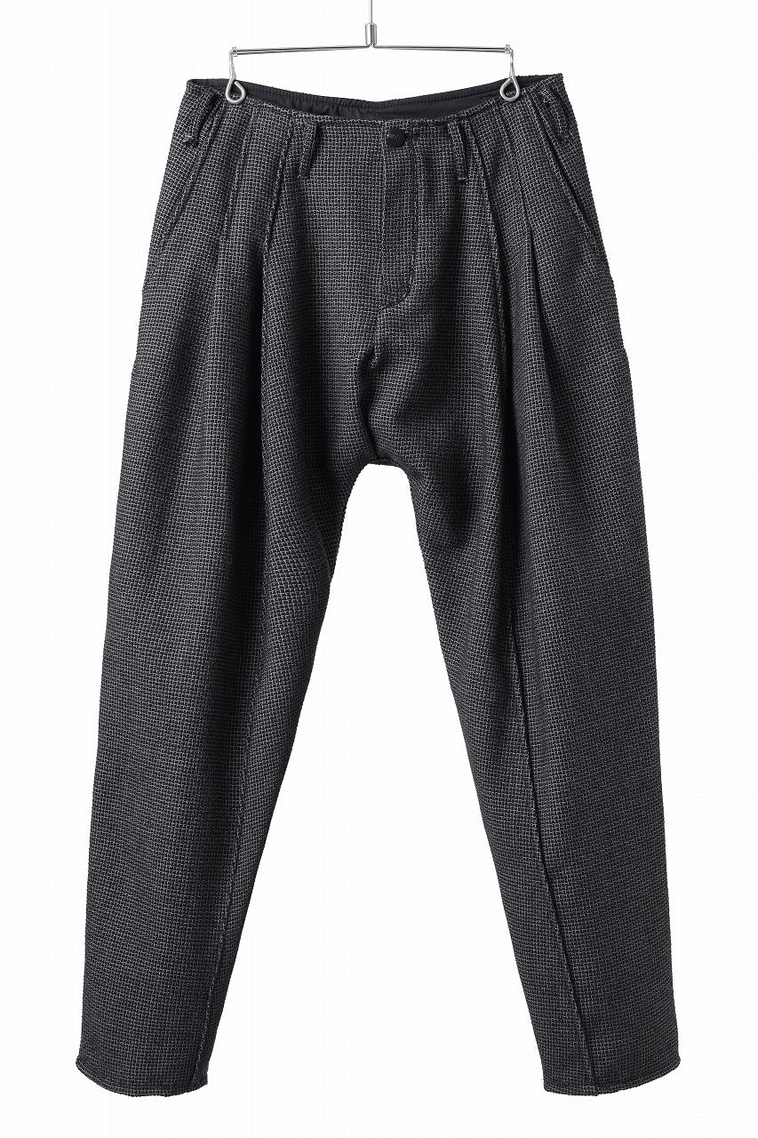 incarnation 2 TUCK WIDE TAPERED PANTS BP-1 / MICROSCOPIC CHECK WOOL (BLACK)