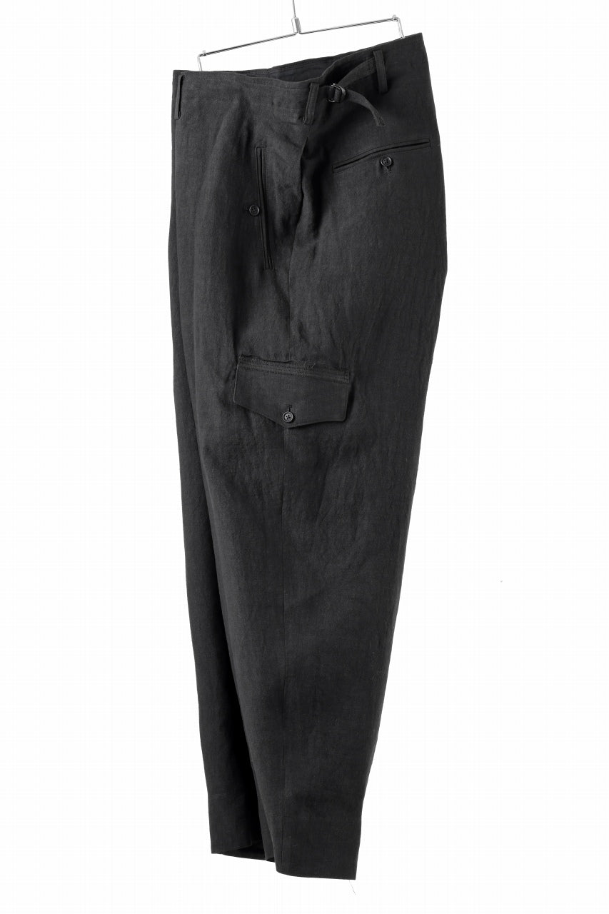 Y's for men MILITARY DETAIL PANTS / 40 LINEN (BLACK)