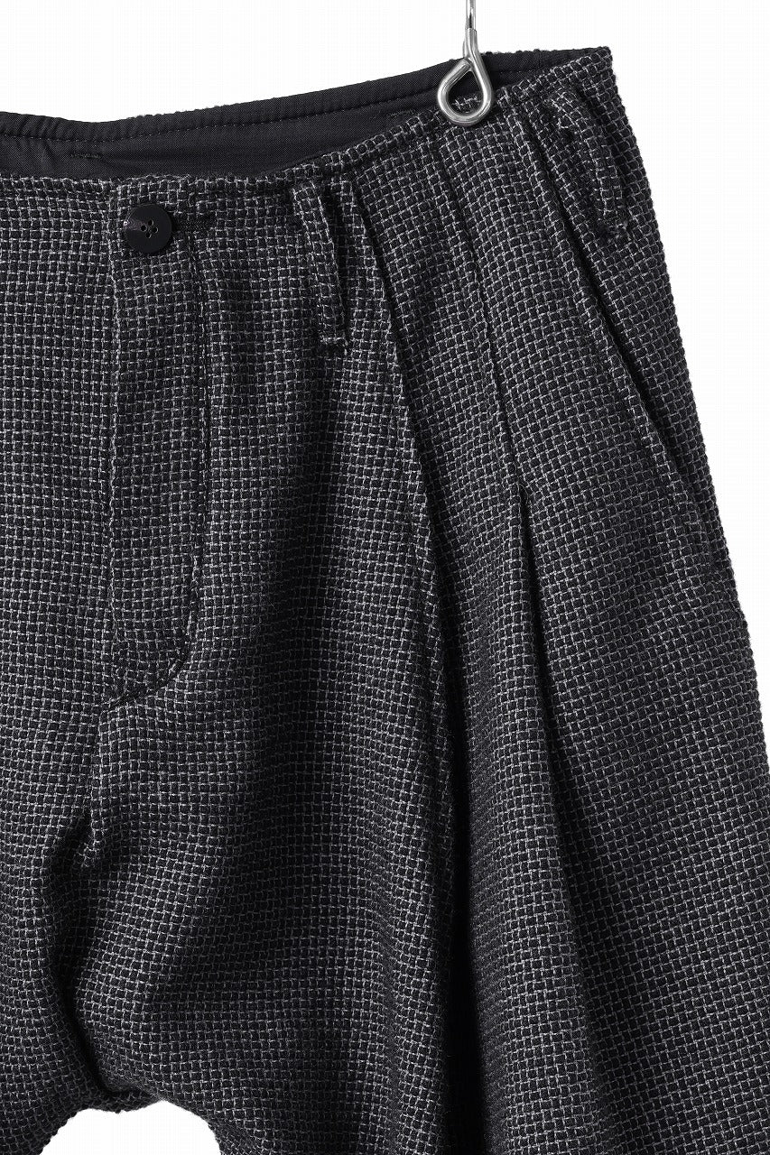 incarnation 2 TUCK WIDE TAPERED PANTS BP-1 / MICROSCOPIC CHECK WOOL (BLACK)