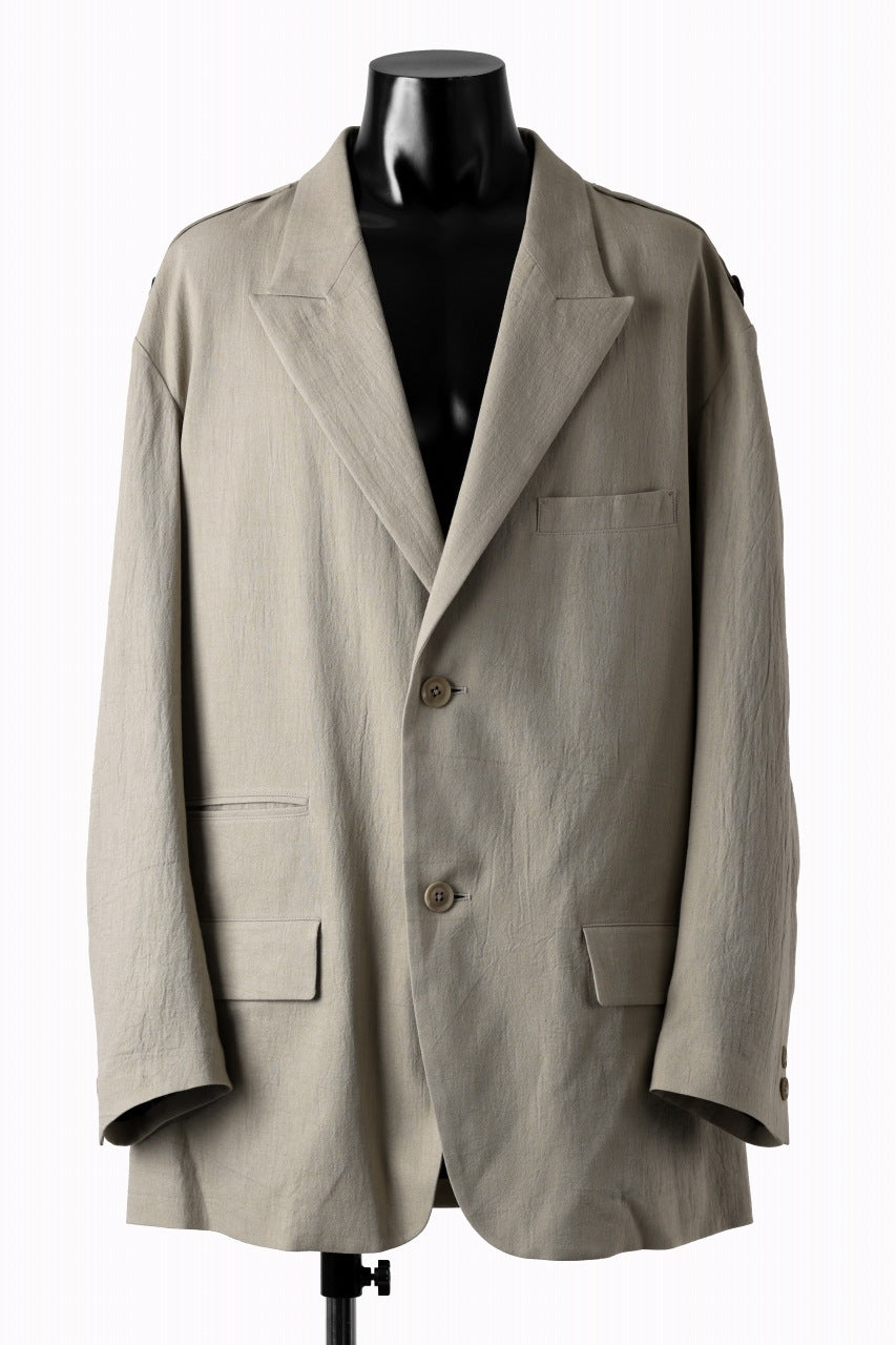 画像をギャラリービューアに読み込む, Y&#39;s for men 2 BUTTONS JACKET WITH SHOULDER BUCKLES / COTTON LINEN VIYELLA (BEIGE)