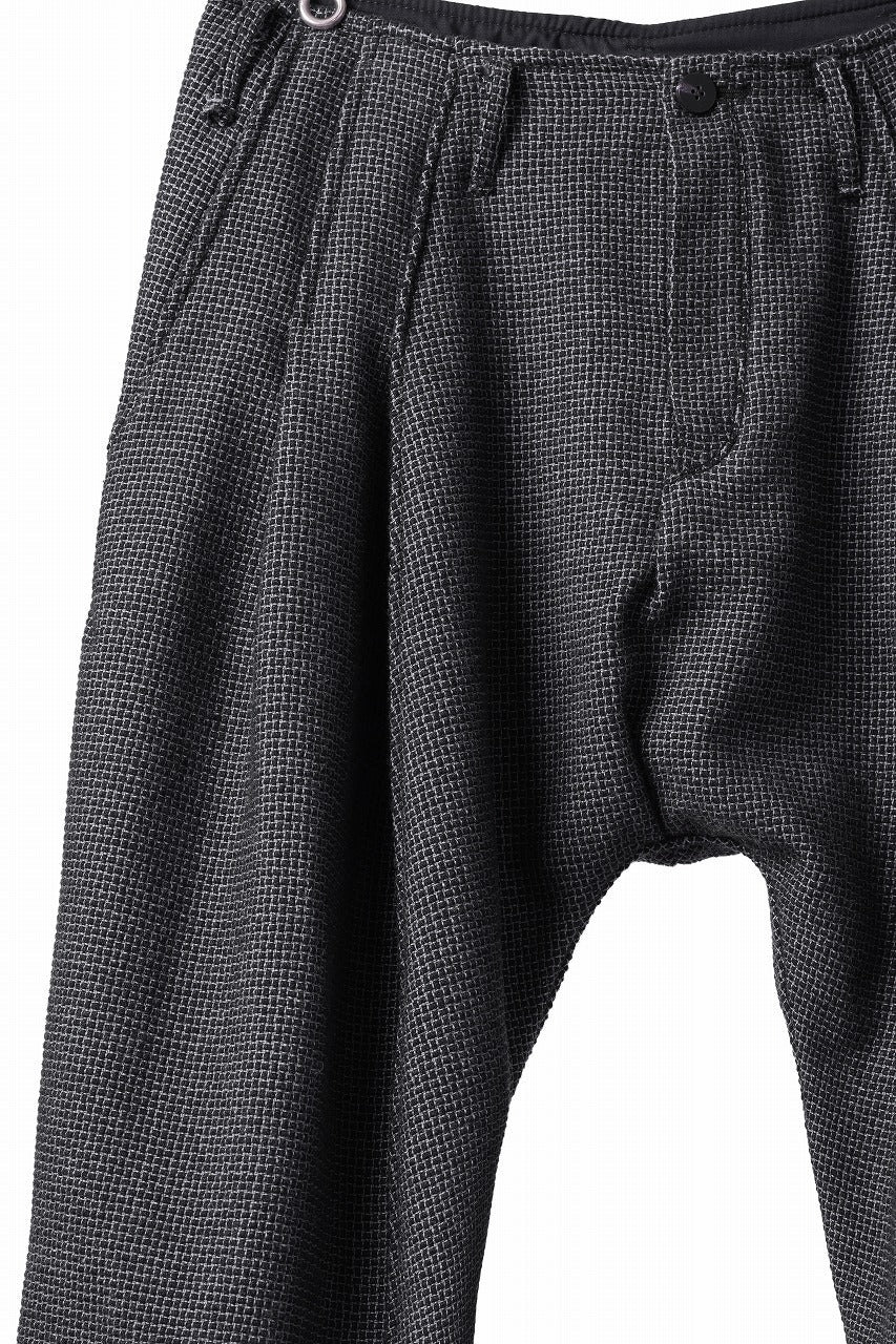 incarnation 2 TUCK WIDE TAPERED PANTS BP-1 / MICROSCOPIC CHECK WOOL (BLACK)