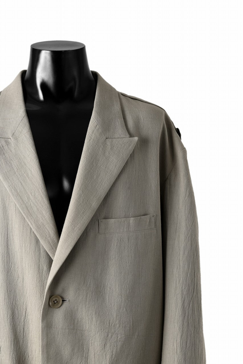 Y's for men 2 BUTTONS JACKET WITH SHOULDER BUCKLES / COTTON LINEN VIYELLA (BEIGE)