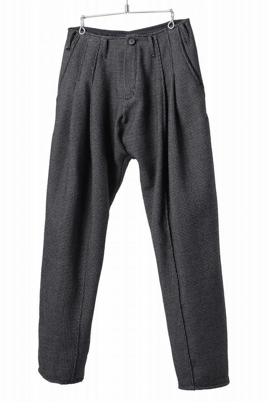 incarnation 2 TUCK WIDE TAPERED PANTS BP-1 / MICROSCOPIC CHECK WOOL (BLACK)