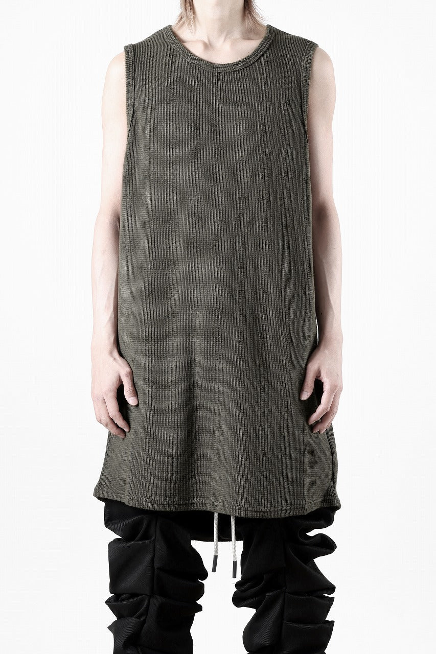 A.F ARTEFACT LONG LENGTH SLEEVELESS TOP / RIB KNIT JERSEY (OLIVE)