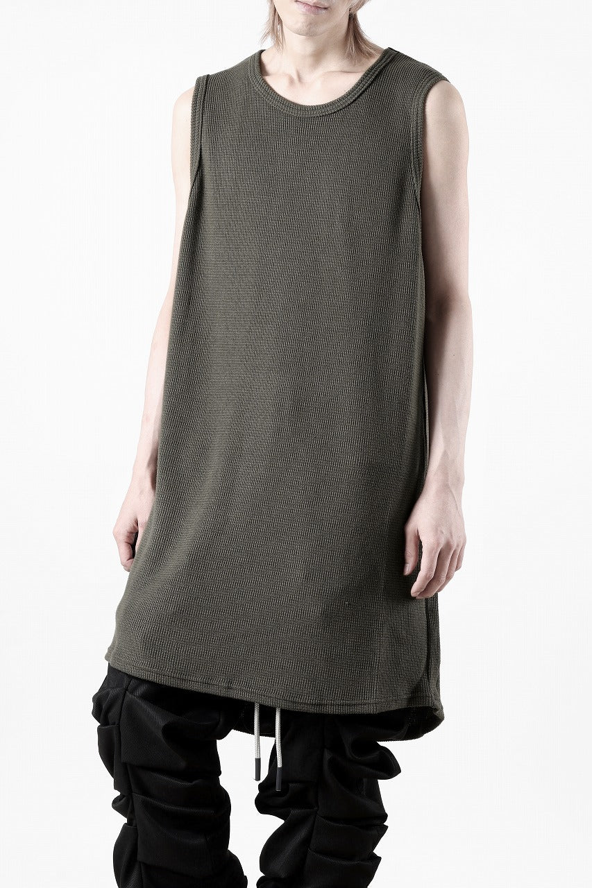 A.F ARTEFACT LONG LENGTH SLEEVELESS TOP / RIB KNIT JERSEY (OLIVE)