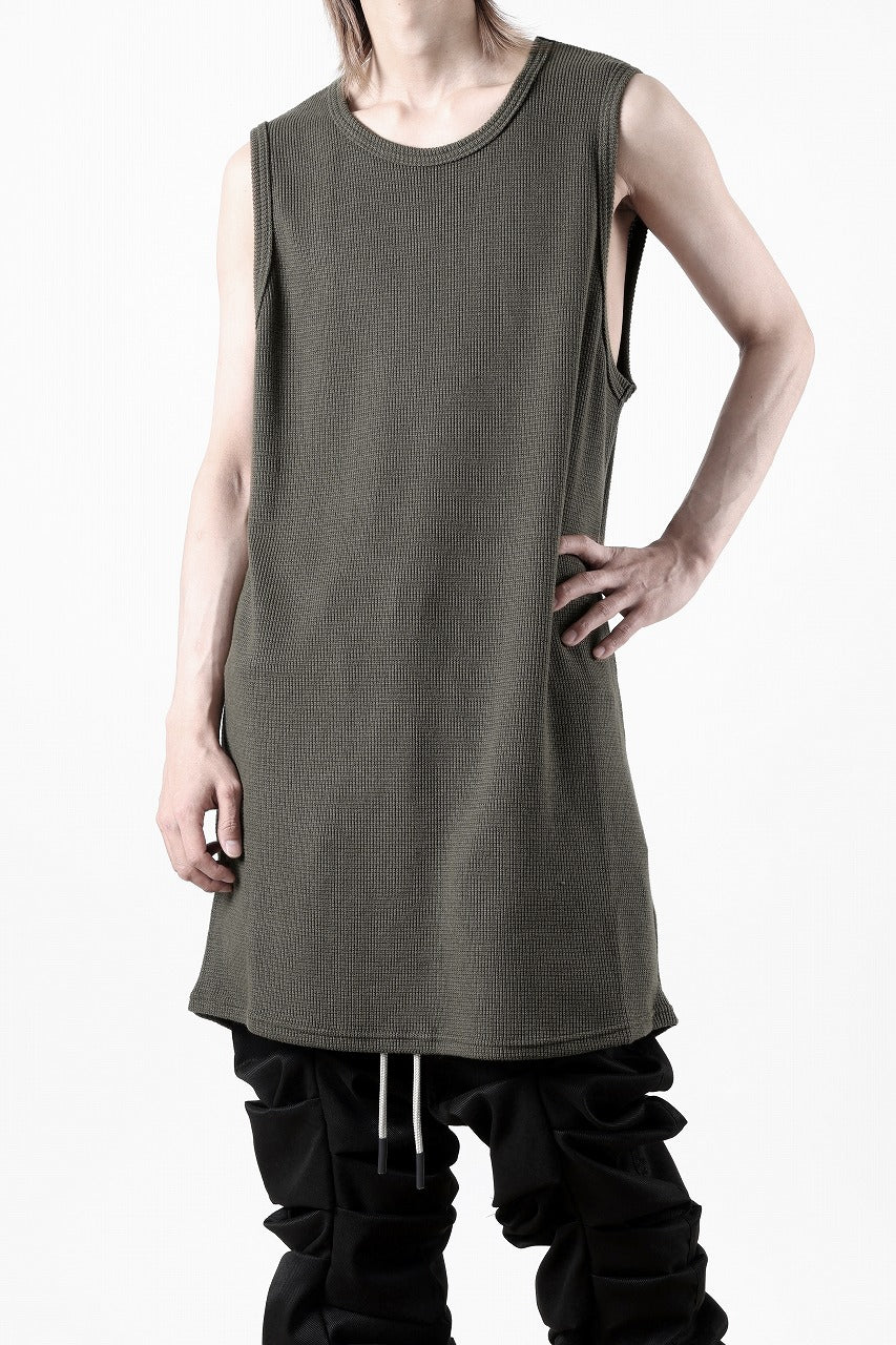 A.F ARTEFACT LONG LENGTH SLEEVELESS TOP / RIB KNIT JERSEY (OLIVE)