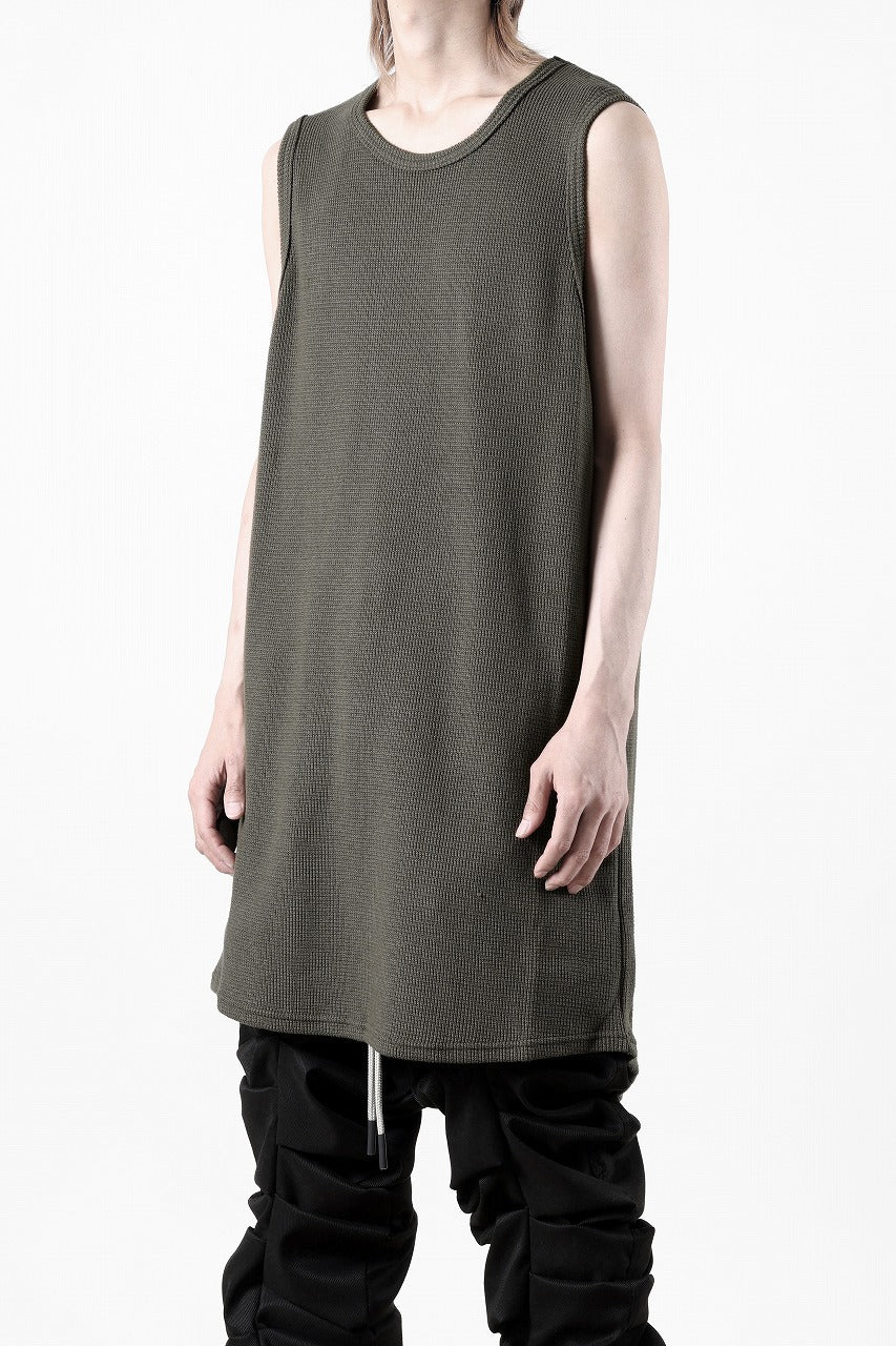 A.F ARTEFACT LONG LENGTH SLEEVELESS TOP / RIB KNIT JERSEY (OLIVE)