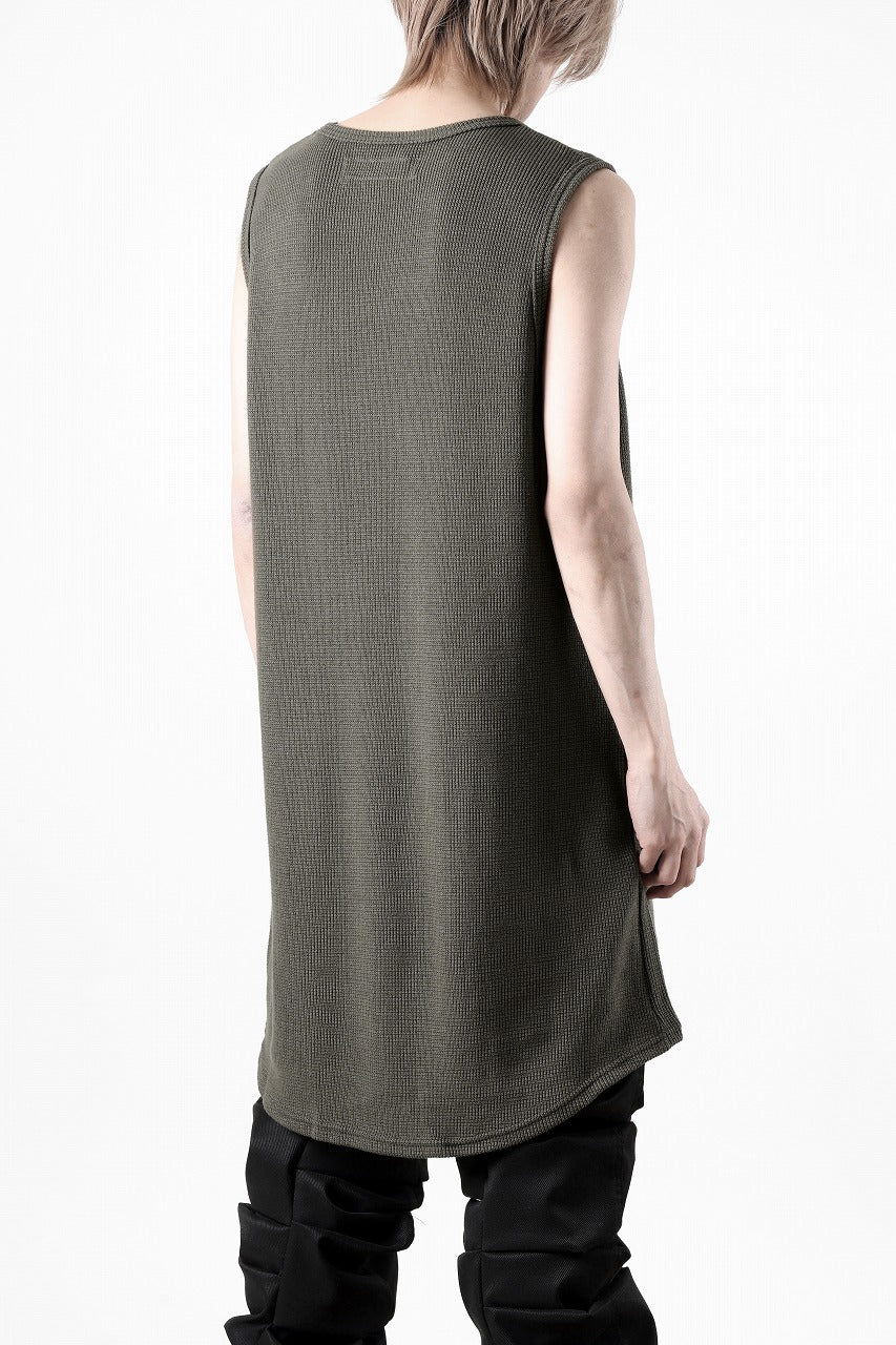 A.F ARTEFACT LONG LENGTH SLEEVELESS TOP / RIB KNIT JERSEY (OLIVE)