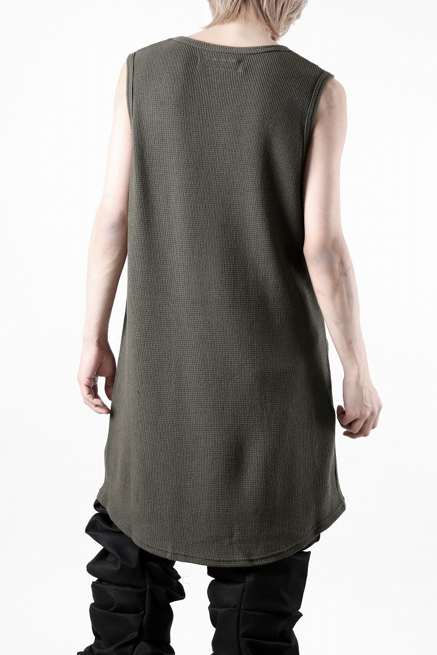 A.F ARTEFACT LONG LENGTH SLEEVELESS TOP / RIB KNIT JERSEY (OLIVE)