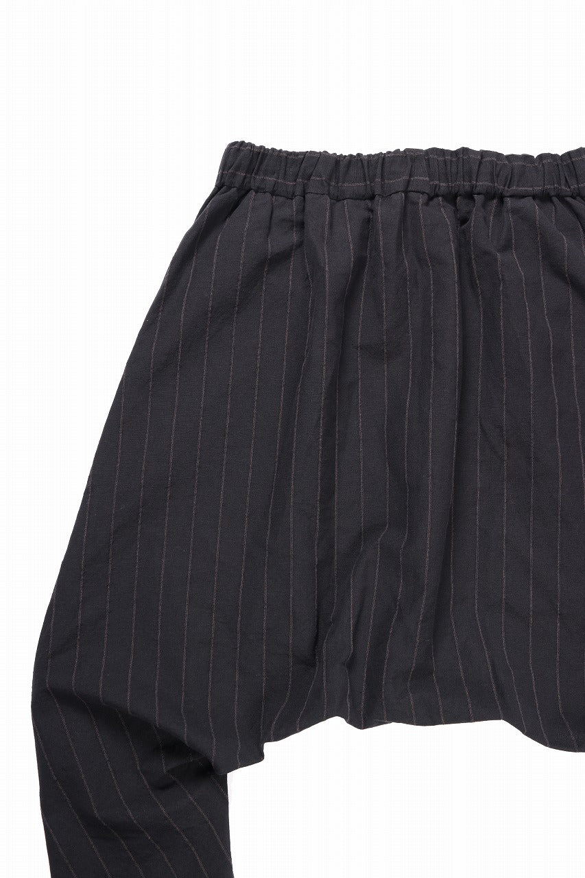 Load image into Gallery viewer, m.a+ 2 vertical pocket elastic waist sarrouel / PU521 LCST(BLACK STRIPE)