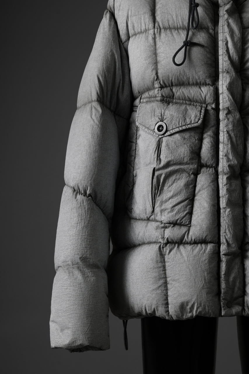 Ten c TEMPEST DOWN JACKET Ⅱ / FROSTED TRANSPARENT POLISHED NYLON (GRAY)