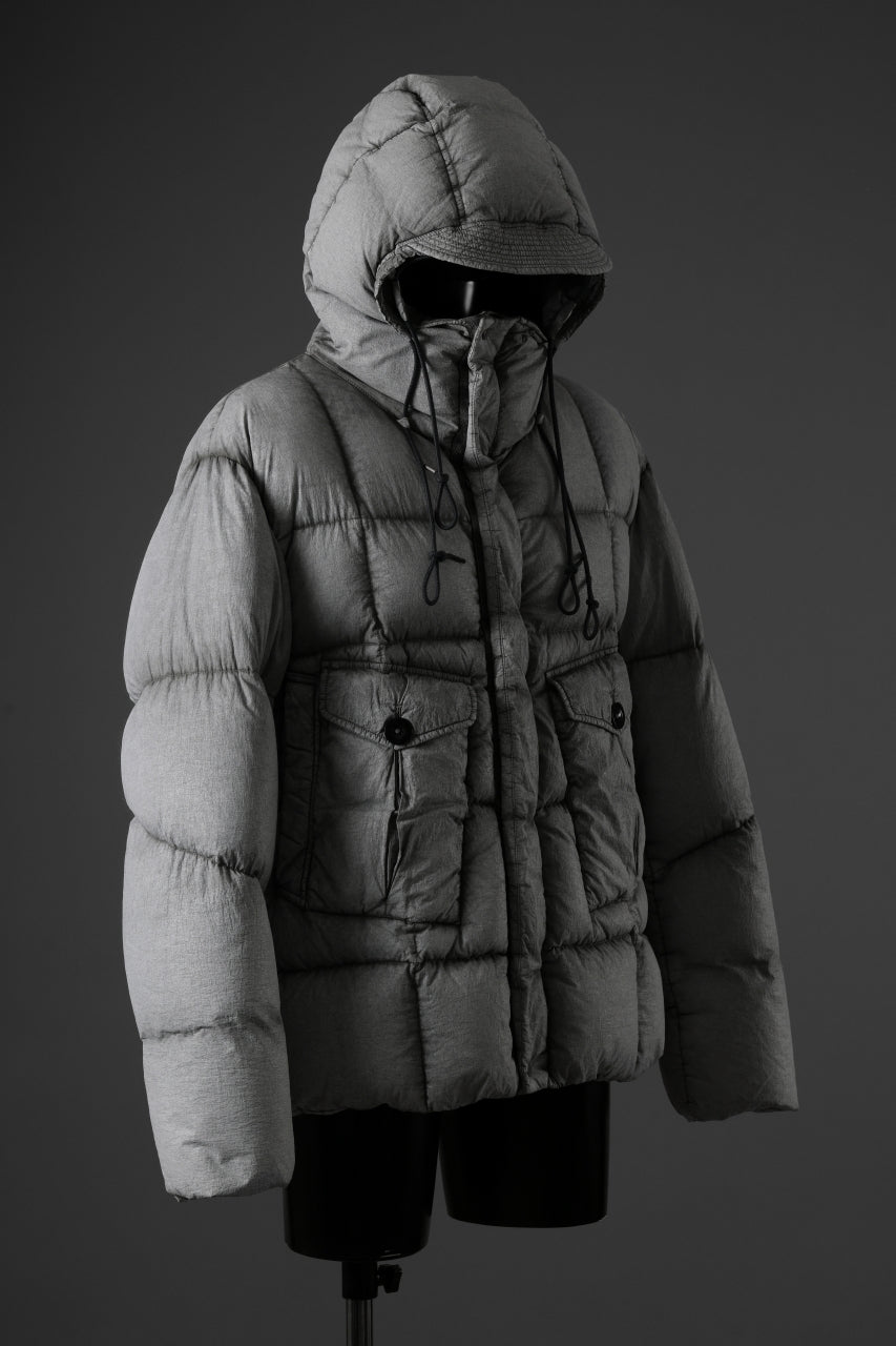 Ten c TEMPEST DOWN JACKET Ⅱ / FROSTED TRANSPARENT POLISHED NYLON (GRAY)