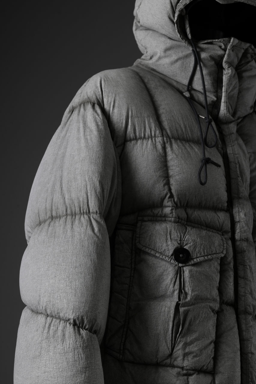 Ten c TEMPEST DOWN JACKET Ⅱ / FROSTED TRANSPARENT POLISHED NYLON (GRAY)