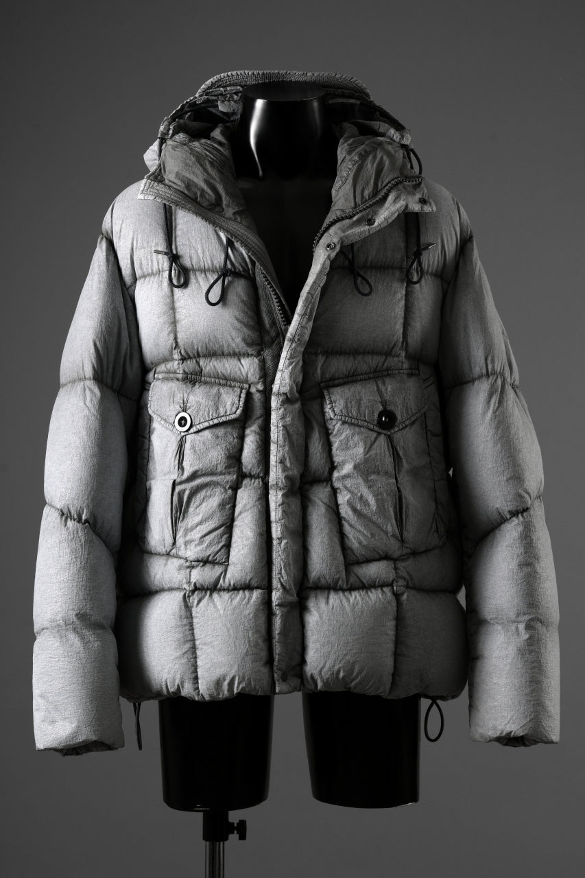 Ten c TEMPEST DOWN JACKET Ⅱ / FROSTED TRANSPARENT POLISHED NYLON (GRAY)