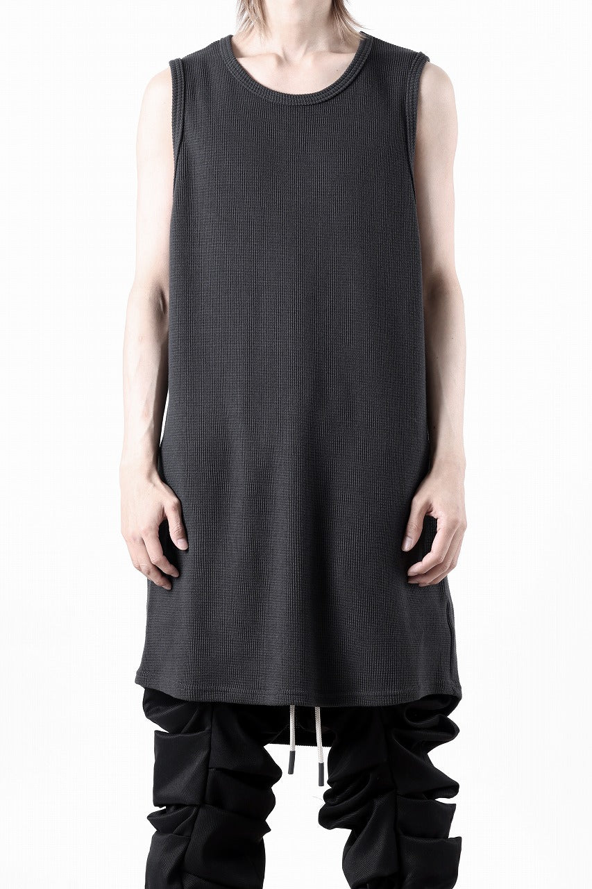 A.F ARTEFACT LONG LENGTH SLEEVELESS TOP / RIB KNIT JERSEY (D.GREY)