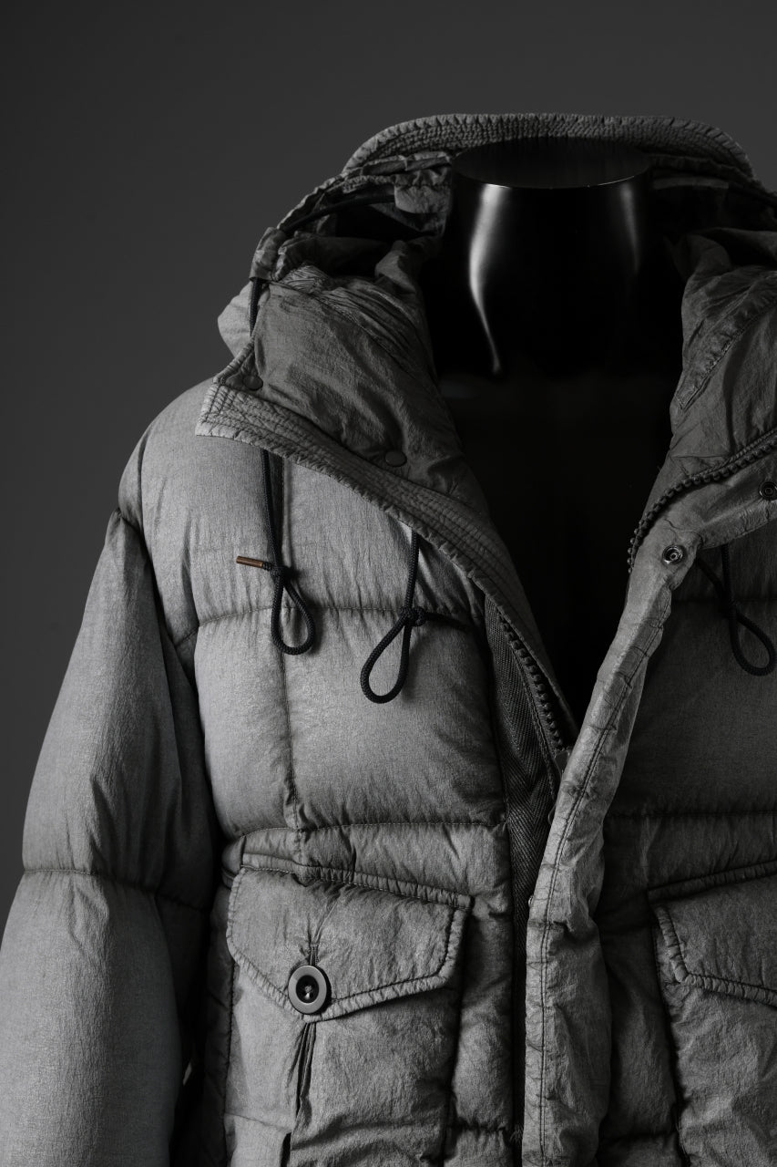 Ten c TEMPEST DOWN JACKET Ⅱ / FROSTED TRANSPARENT POLISHED NYLON (GRAY)