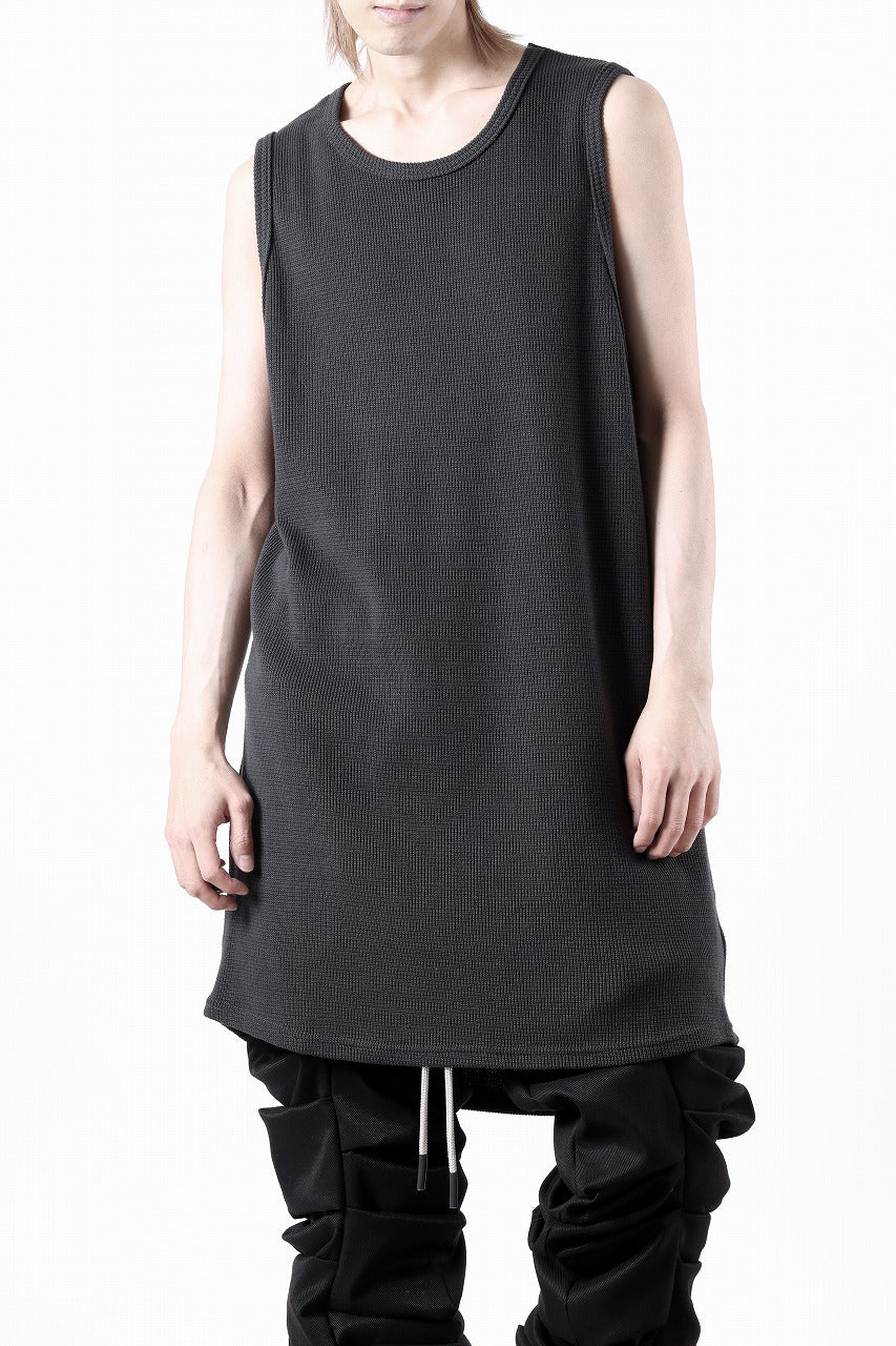 A.F ARTEFACT LONG LENGTH SLEEVELESS TOP / RIB KNIT JERSEY (D.GREY)