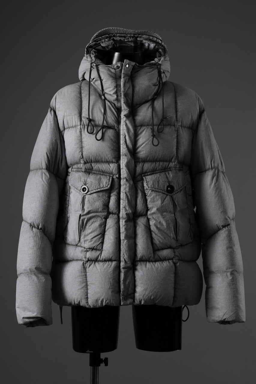 Ten c TEMPEST DOWN JACKET Ⅱ / FROSTED TRANSPARENT POLISHED NYLON (GRAY)